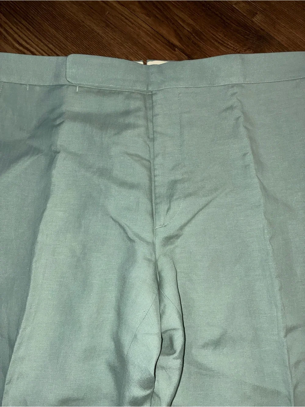 Ralph Lauren Purple Label Mint Green Gregory Hand-Tailored Silk-Linen Trouser